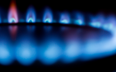 View of gas burner flames